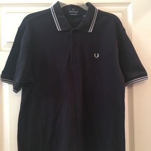 Fred Perry Polo Black w/Grey Twin Tipped Piping